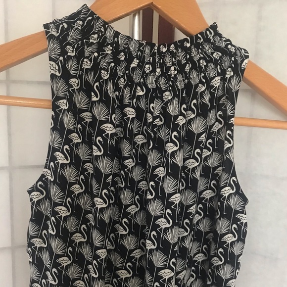 LOFT PETITE Black and White Flamingo Print Top Size XXSP - Picture 7 of 13
